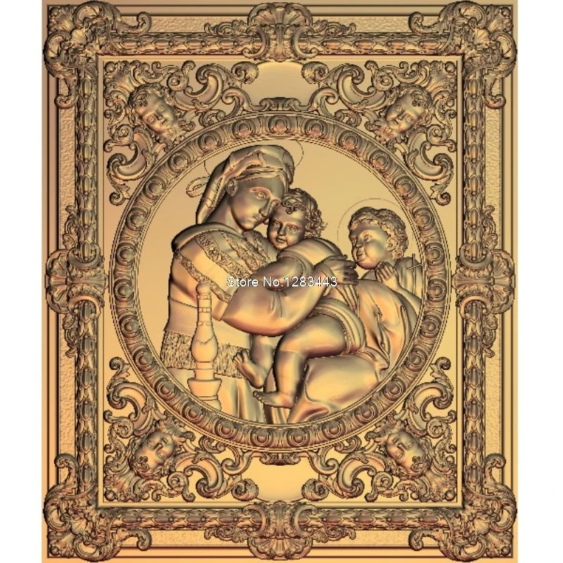 

2pcs Madonna and Child 3d model STL relief for cnc STL format Madonna 3d Relief Model STL Router 3 axis Engraver ArtCam
