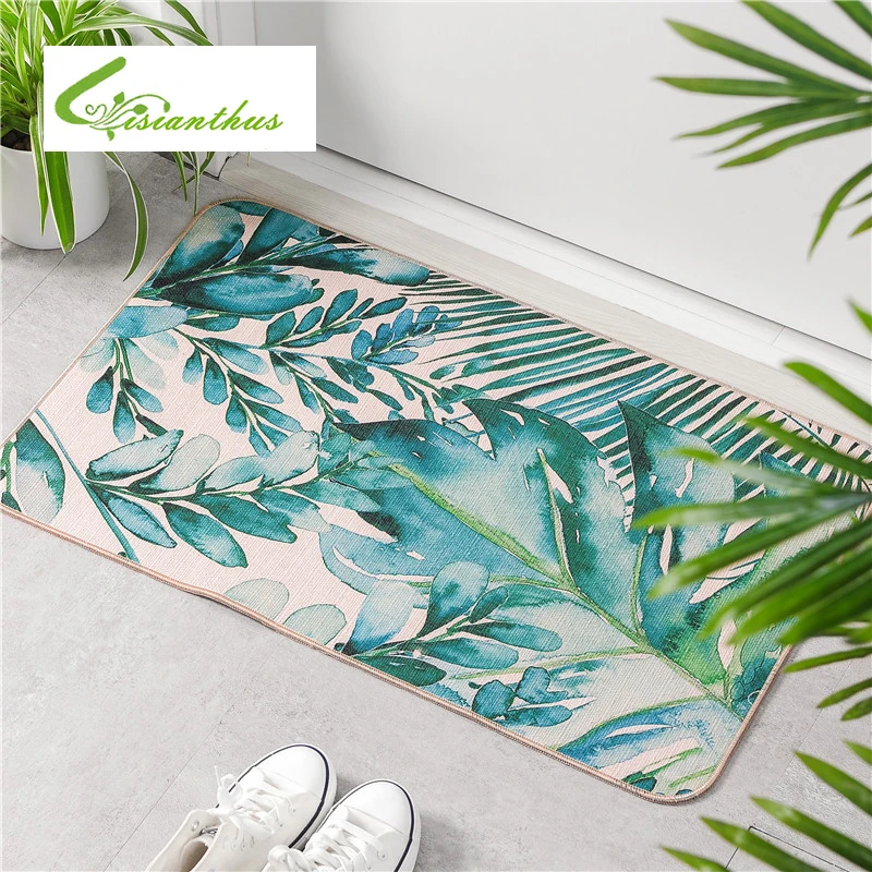 

Kitchen Mat Anti-slip Tropical Plants Print Area Rugs Living Room Balcony Bathroom Carpet Doormat Bath Mat in The Hallway