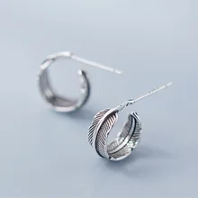 925 стерлингового серебра, Винтажный дизайн, пуссет перо, серьги для женщин, вечерние, свадебные украшения, подарки для девочек eh952