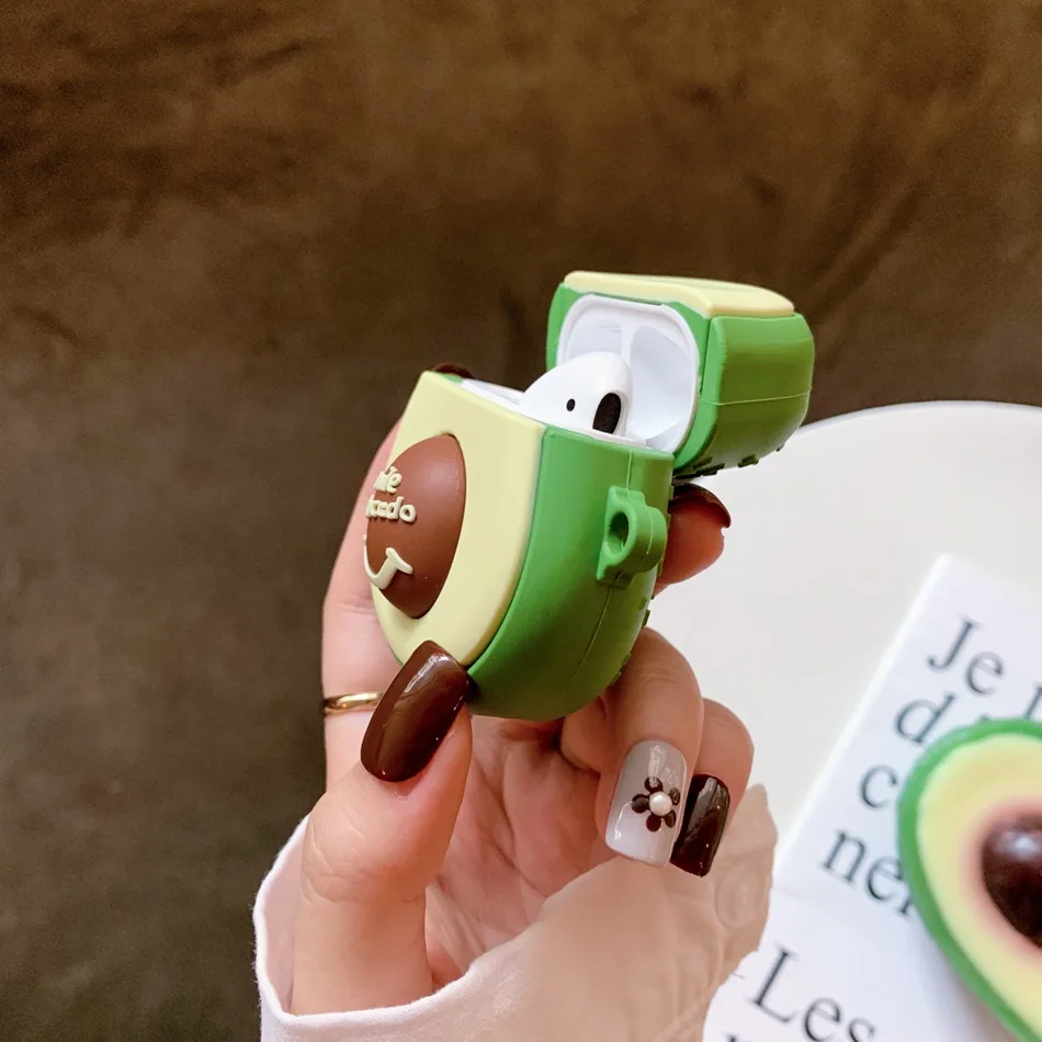 Для AirPods чехол милый 3D мультфильм авокадо наушники для Apple Airpods 2 Силиконовый