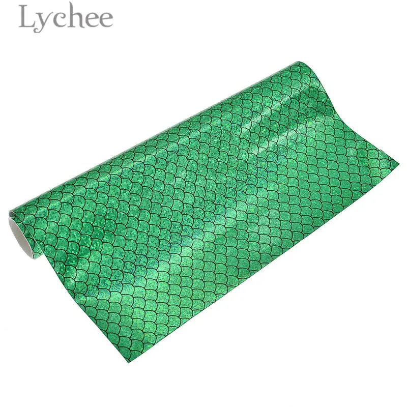 Lychee 21x29 см русалка блестящая искусственная ткань красочный синтетический кожаный материал для шитья самодельный поставки - Цвет: 6