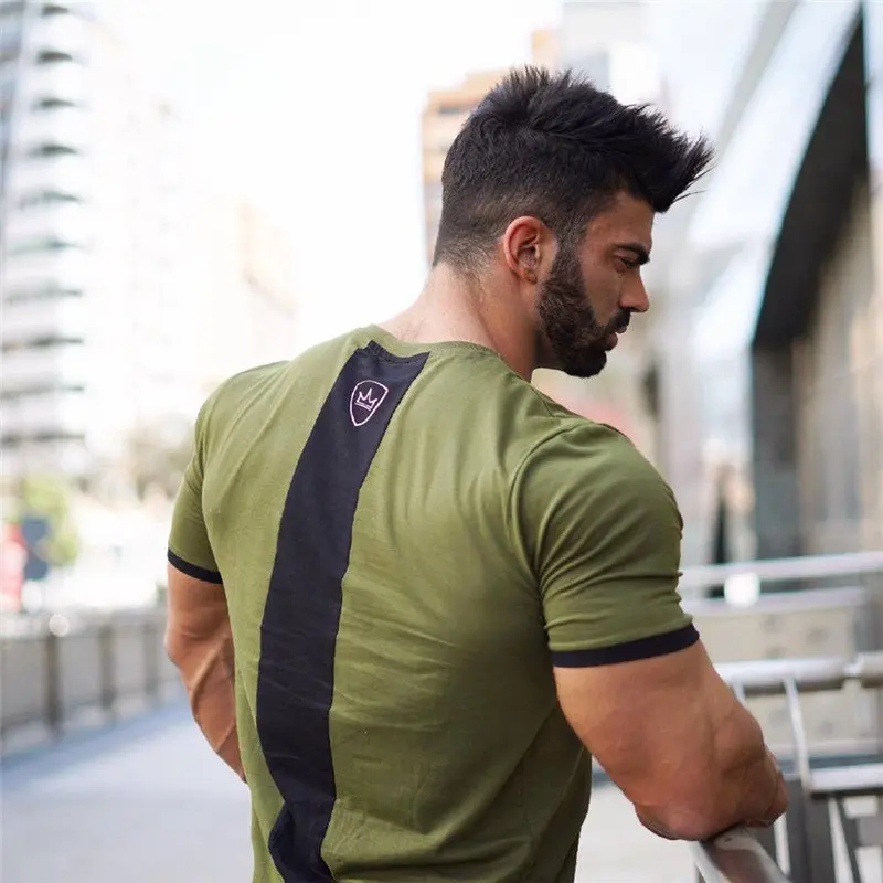 

New men cotton Short sleeve t shirt Fitness bodybuilding shirts Crossfitsmale Brand tee tops Fashion gyms t-shirt mens costume