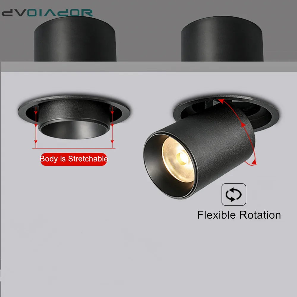 

Stretchable led recessed downlight 12W 10W Dimmable led downlight 360 degree Adjustable ceiling spot light for living room light