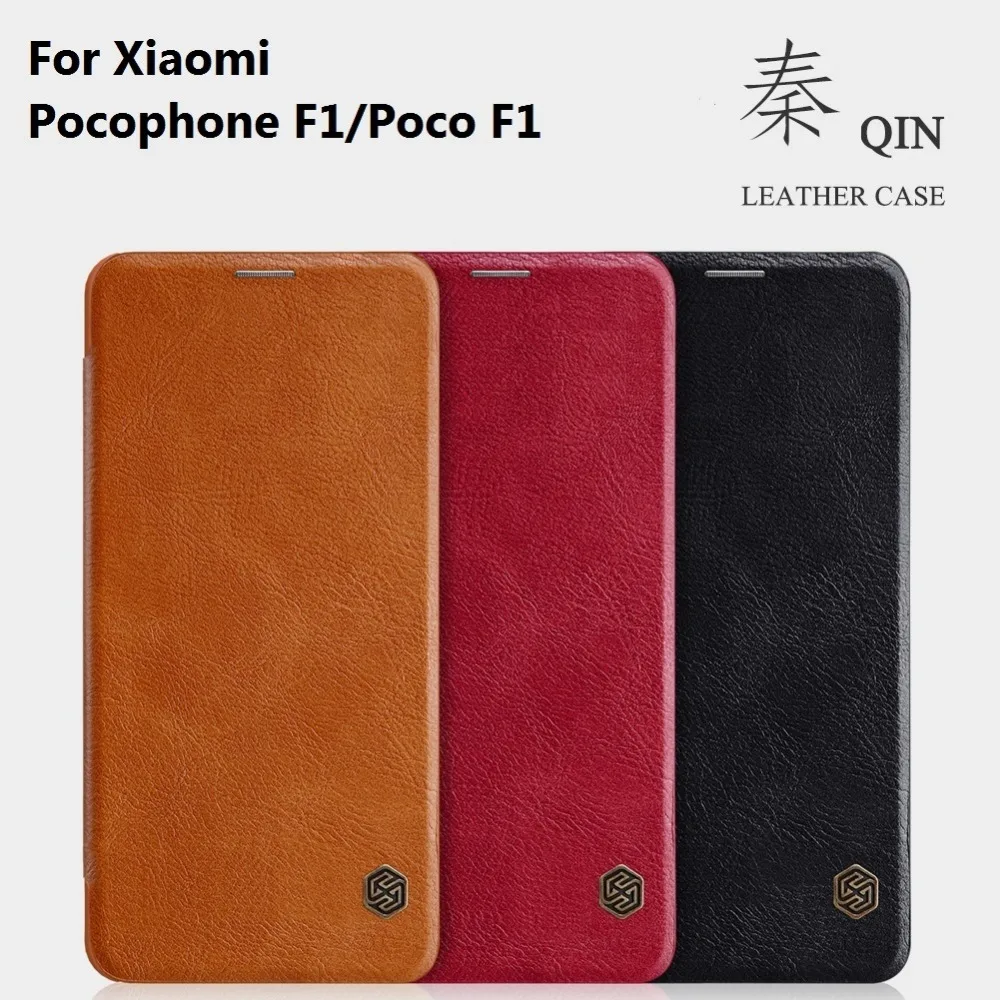 

For Xiaomi Pocophone F1 Nillkin Qin ultra flip PU leather Cover For Poco F1 Wallet Leather Card Holder phone cases 6.18'' inch