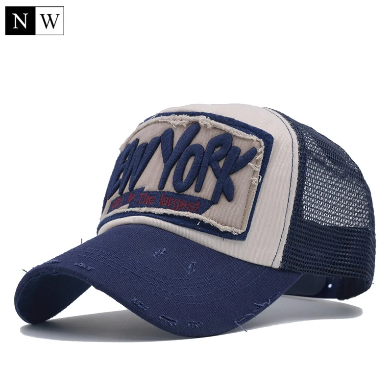 5 панель NY бейсболка с сеткой бренд Snapback шляпа водителя грузовика Нью-Йорк бейсболка s для мужчин женщин девочек мальчиков летняя сетчатая Кепка - Цвет: Dark blue