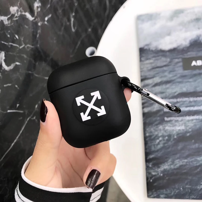 

Hot off arrow ow soft silicon Wireless Earphone Charging Cover Bag for Apple AirPods 1 2 Anti-fall whtie Bluetooth Headset Box