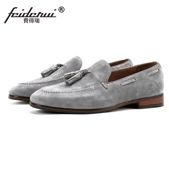 

Classic Round Toe Slip on Man Comfortable Shoes Cow Suede Leather Moccasin Casual Loafers Handmade Men's Outdoor Footwear SS293