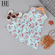HE Hello Enjoy Kids Girl Clothing Sleeveless Dress Summer Girl Print Flower Dresses Children Clothes Baby Cotton Princess Dress girls sleeveless dresses nova children clothes summer cotton girl dress nova kids animal print baby girl frocks clothes kid wear