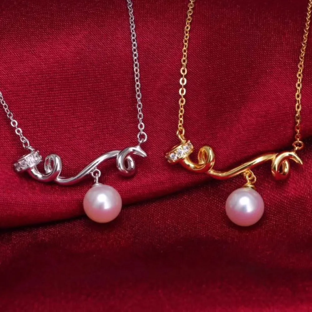 

925 Silver Necklace Chain with Pendant Findings and Component Jewelry Parts Fittings for Edison Pearls Corals Jades Stones