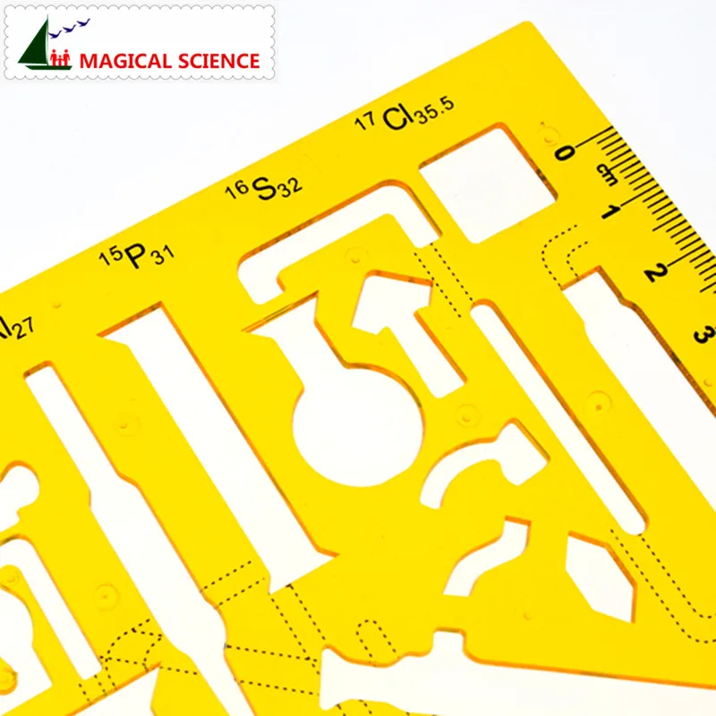 Пластиковые химические шаблоны Физическая химия инструменты чертеж дизайн линейка для студентов гибкий JSH4354