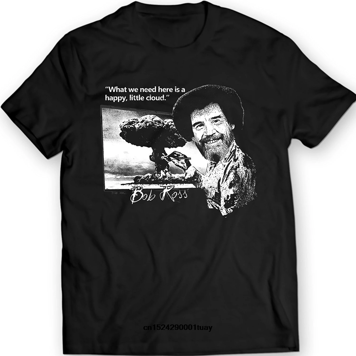

Bob Ross Funny Happy Little Fact Holiday Christmas Gift Birthday Men'S Slim T Shirt