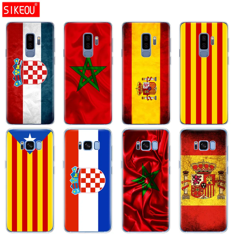 

silicone case for Samsung Galaxy S9 S8 S7 S6 edge S5 S4 S3 PLUS phone cover the Spain Morocco Croatia bright flag