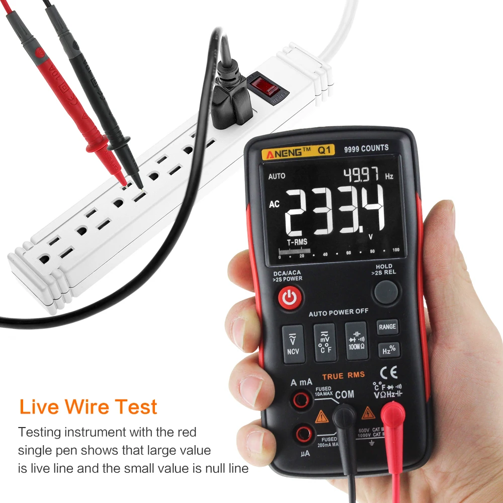 ANENG Q1 мультиметр цифровой True-RMS 9999 тестер digital multimeter транзистор тестер Мультиметр транзисторов указатель напряжения конденсаторов capacitor tester esr метр transistor мультиметор тестор цифровой