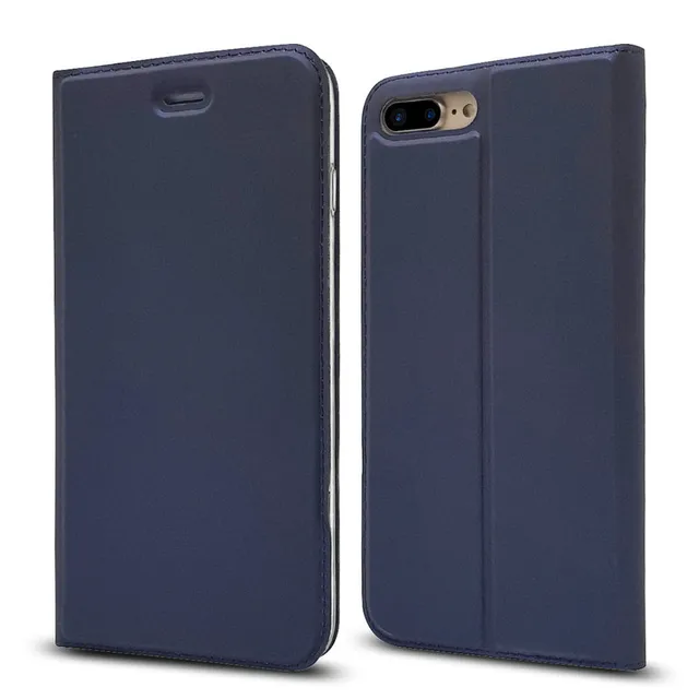 For iPhone 8 Plus Case Adsorption Stand Leather Card Holder