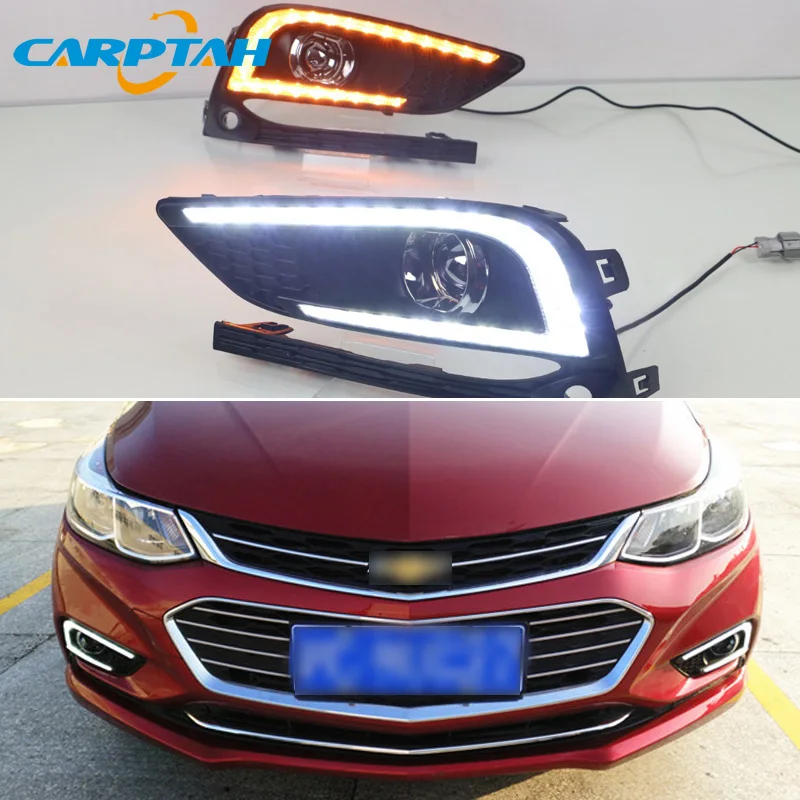 

LED Daytime Running Light For Chevrolet Cruze 2016 - 2018 Waterproof 12V Yellow Turn Signal Indicator Light Bumper Lamp LED DRL