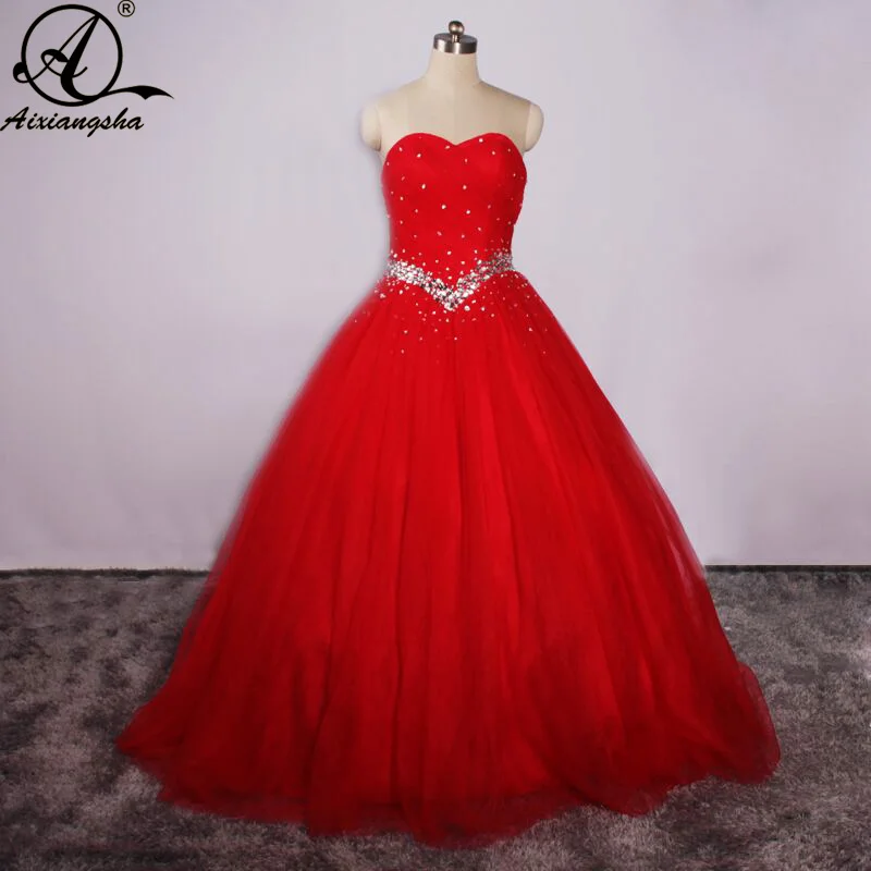 2018 простой красный бальное платье без бретелек Quinceanera платье с Бисер для Vestidos de 15 Anos Дешевые сладкий 16 платья женщин дебютантка