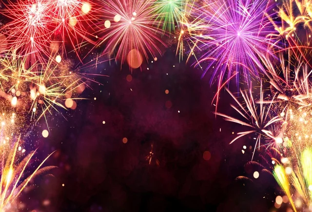 Laeacco Fireworks Light Bokeh Night Sky Portrait Photo ...