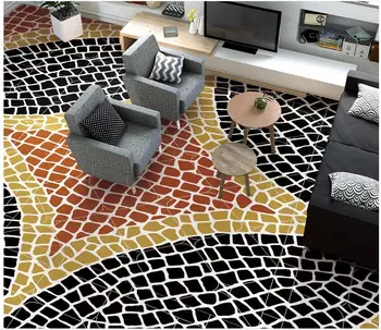 

3d floor painting wallpaper Nordic fashion simple abstract geometric pattern floor pvc floor wallpaper 3d flooring