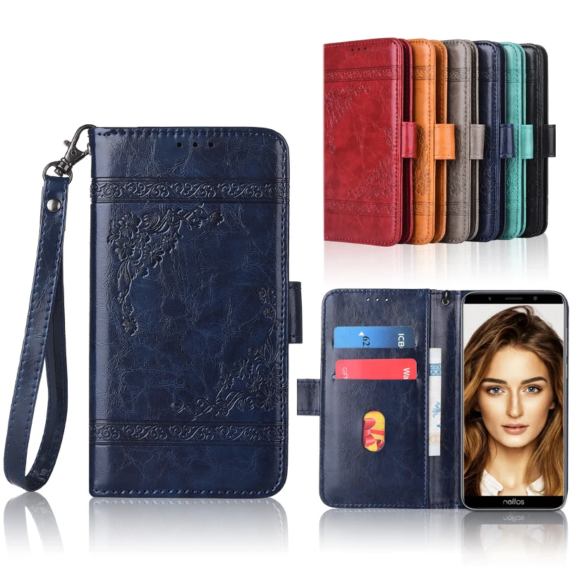 

Newest Wallet case for TP-Link Neffos C9A Flip case with Strap100% special PU leather embossing flower cover case