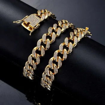 

BNRESALE 12mm Luxury Copper AAA Zircon Hip Hop Full Iced Out Miami Cuban Chain Necklace Micro Pave Jewelry for Rappers