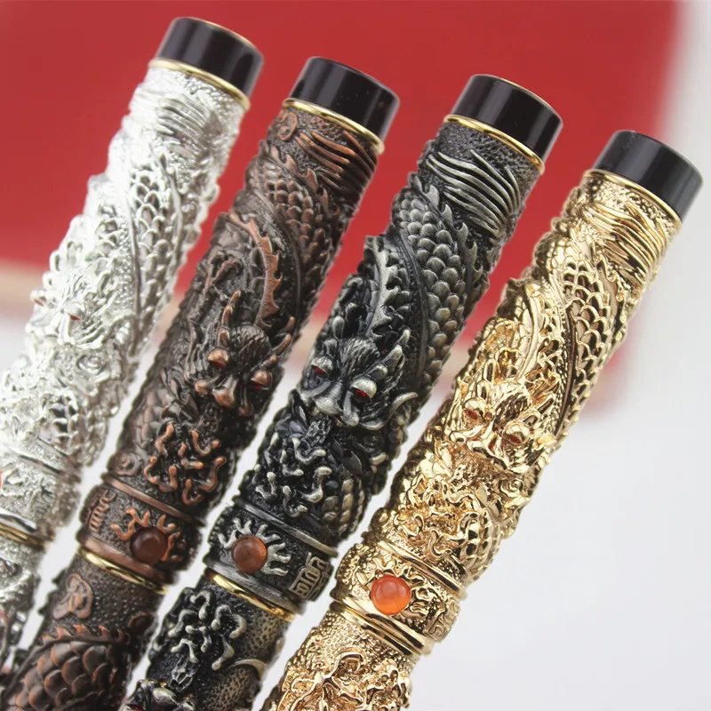 Винтажная Роскошная Шариковая ручка Jinhao золотистая маленькая двойная