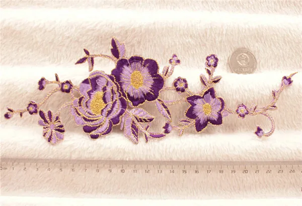 Beautiful Peony Flowers Iron On Cloth Patches 9 Colors - Purple