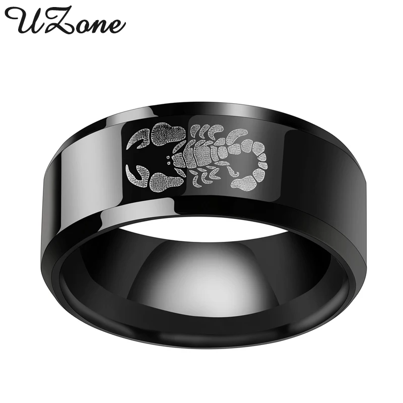 UZone Панк Винтаж Черный скорпион узор для мужчин s кольцо из нержавеющей стали титановые кольца для мужчин женщин обручальные кольца