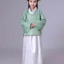 Детский традиционный костюм в китайском стиле старинная школьная форма для девочек блузка+ платье детский костюм для танцев