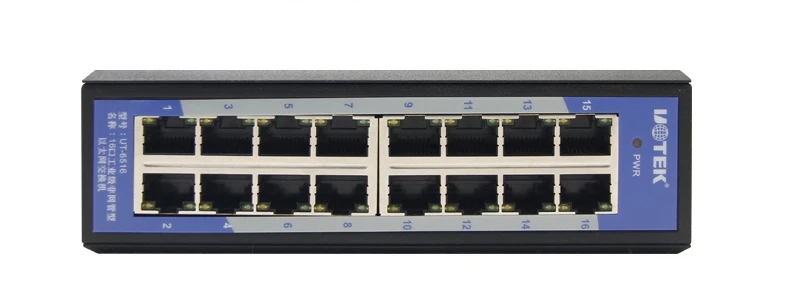 UT-6516 16-портовый промышленный класс non-управляемый коммутатор Ethernet 10/100 Мбит/с Автоматическое согласование полный дуплекс полудуплекс auto MDI/MDI-X