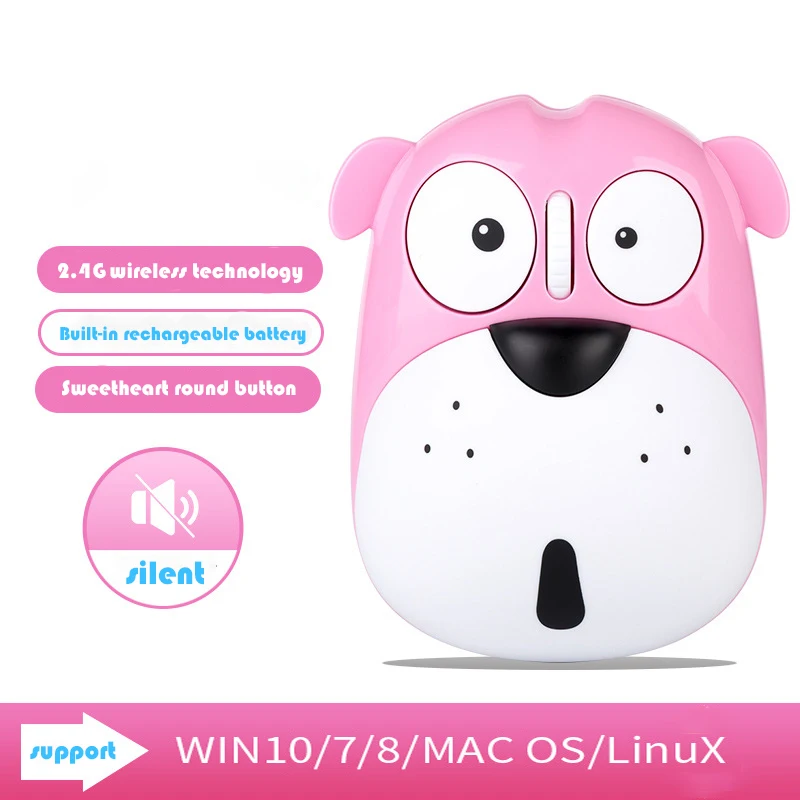 Pet dog cute cartoon puppy optical mouse charging mouse 2.4 G Bluetooth mouse for PC Laptop mouse