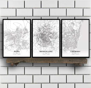 

Agra Bangalore Chennai Delhi Hyderabad Jaipur Kolkata Madurai Mumbai Nagpur Varanasi India Map Poster