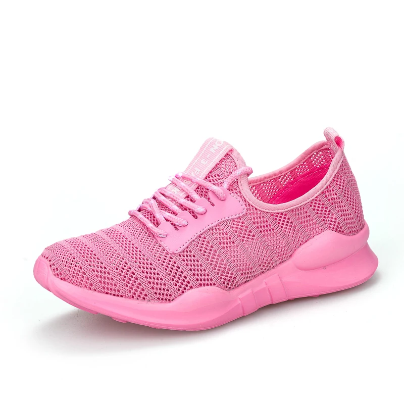 Tenis feminino/Новинка года; Женская теннисная обувь; спортивная обувь для улицы; женские мягкие легкие дышащие кроссовки на плоской подошве для студентов - Цвет: Розовый