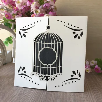 

40pcs/lot Delicate Carved Birdcage Pattern Romantic Wedding Party Card Invitations Party Banquet Supplies Gift Card