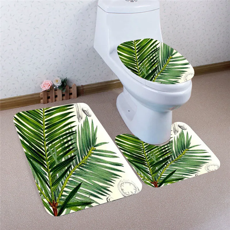 

3pcs Bathroom Mat Set Pattern Bath Mat Anti Slip Bathroom Rug Soft Foam Toilet Mat and Bath Rug Sets #40