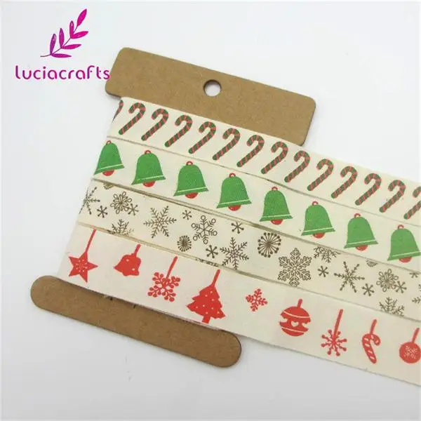 Lucia Crafts 5/8 ''15-16 мм Рождественская мультяшная печать хлопковые ленты подарочная упаковка «сделай сам» аксессуары ручной работы Q0405 - Цвет: Mixed Type 9