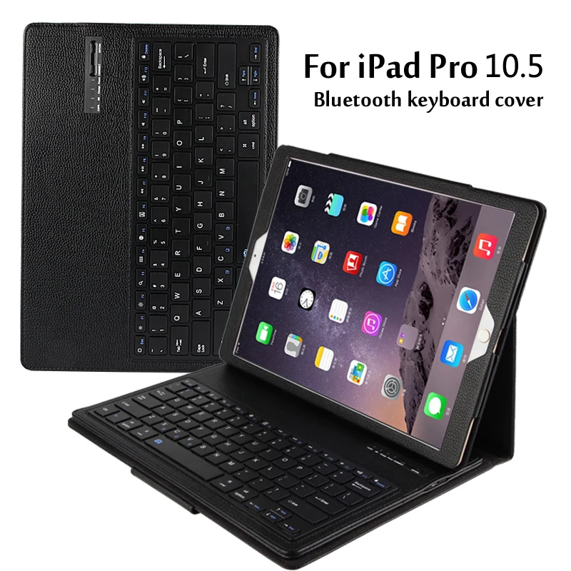 For iPad Pro 10.5 Magnetically Detachable ABS Bluetooth Keyboard Portfolio Folio PU Leather Case Cover + Stylus Pen +Film