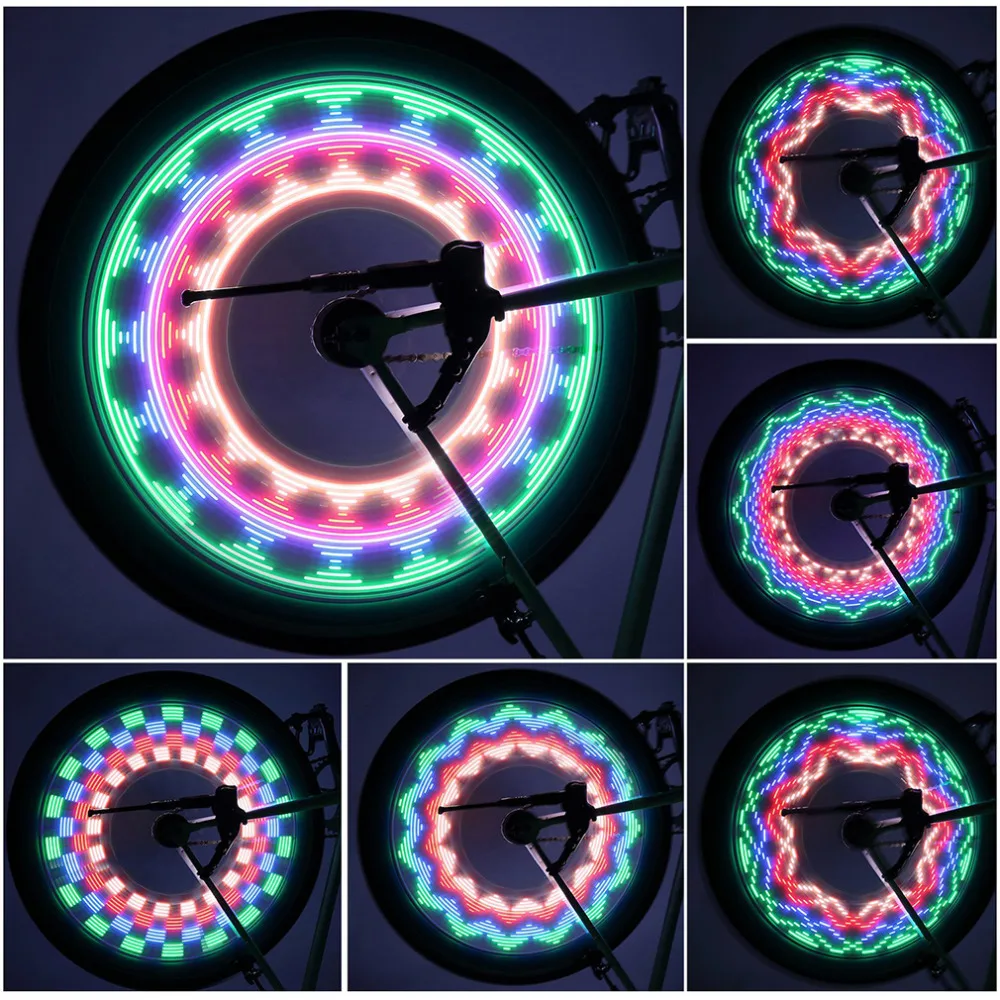 Cool 2 Side 32 LED 32 Pattern Waterproof Wheel Signal Lights Colorful Rainbow Bikes Bicycles Fixed Spoke Warn Safety Light (10)