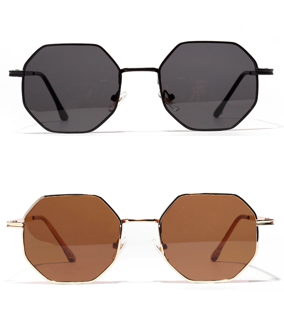 Peekaboo, женские Винтажные Солнцезащитные очки, мужские, металлические, золотые, зеленые, коричневые,, мужские, восьмиугольные, солнцезащитные очки для женщин, полигон, uv400