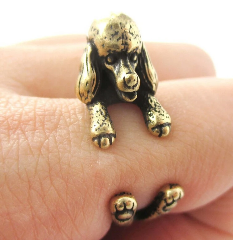wholesale  12pcs/lot Poodle Ring free size punk animal  Poodle dog Ring jewelry for pet lovers