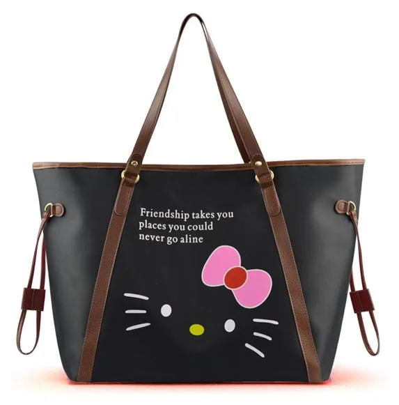 hello kitty large casual tote shopper bag new female leather waterproof