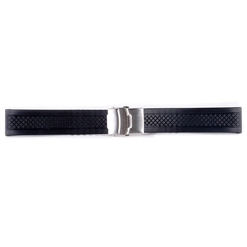 Shellhard 3Styles Sports Watch Band Waterproof Plastic Watch Band 20mm 22mm 24mm Black Watch Strap Deployment Buckle Bracelet