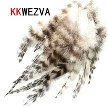 KKWEZVA 50PCS/Lot Colors Reed Black and White Combo Chicken Feather For Fly tying Material / DIY Fly Fishing Insect Lure d015 diy 11 50pcs lot