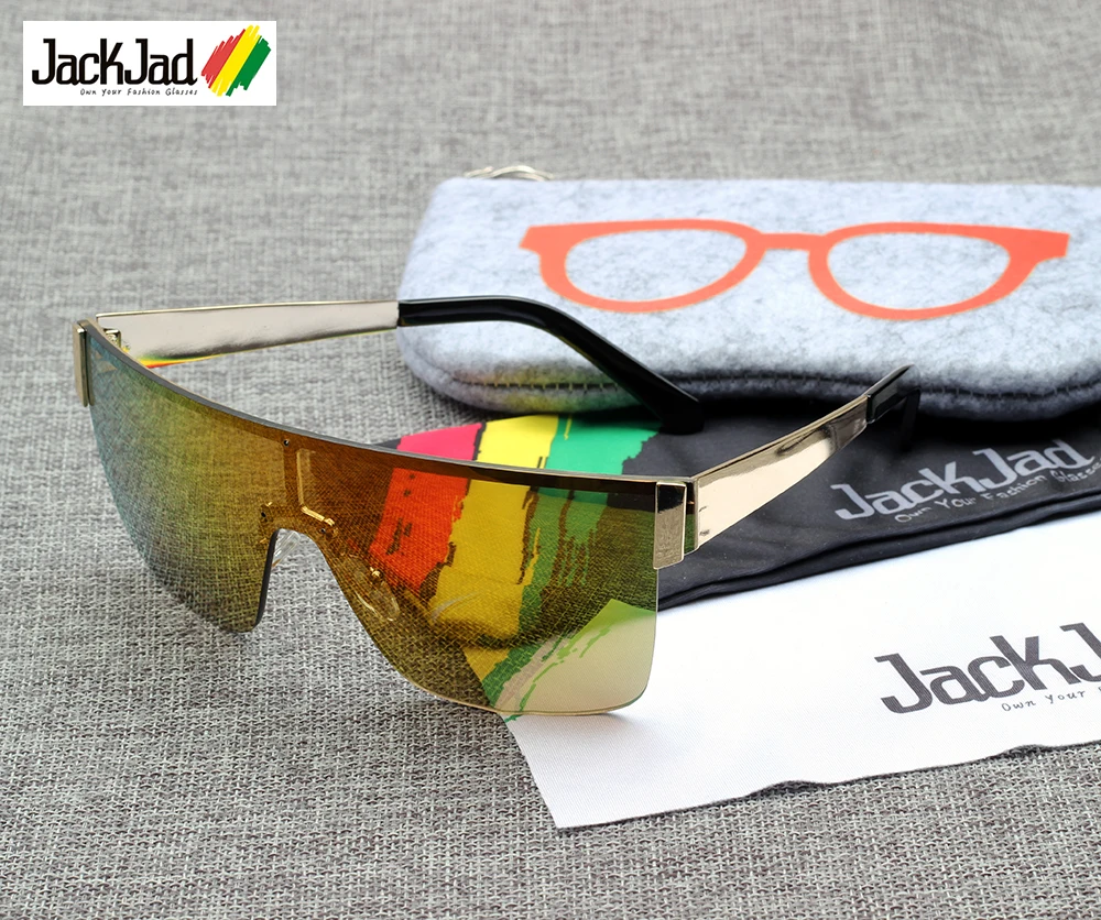 

JackJad 2017 Fashion Metal Square Shield Style Rimless Sunglasses With Case Brand Design Color Mirror Sun Glasses Oculos De Sol