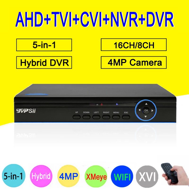 Blue Ray Hi3531A 4MP 16CH 16 Channel 6 in 1 WIFI Hybrid TVi CVI NVR AHD