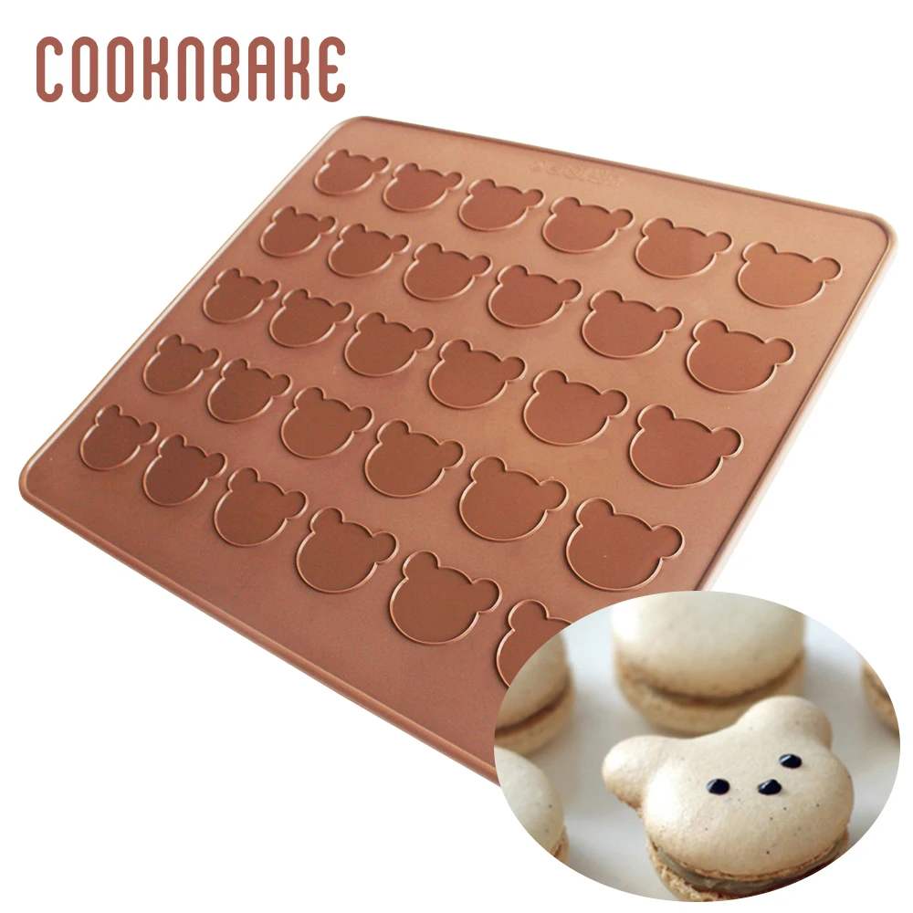 

COOKNBAKE Macarons Mat Silicone Oven Pad Bear Design Cake Baking Bakeware Tools Biscuit Macaroon Mats Cake Tool 29*26cm 30 hole