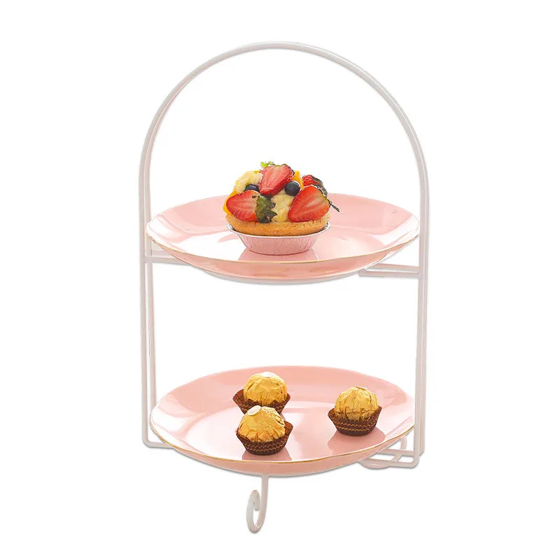 

Ceramic Multi-Tier Cake Fruit Plate Tray Stand Holder Centre Handle Fittings European Fruit Sweet Plate