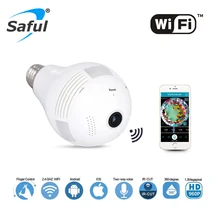 Saful Wireless IP Camera Wifi Home Security Bulb Light hot sale 1.3MP 960P 360 Degree Panoramic P2P Audio Surveillance Camera