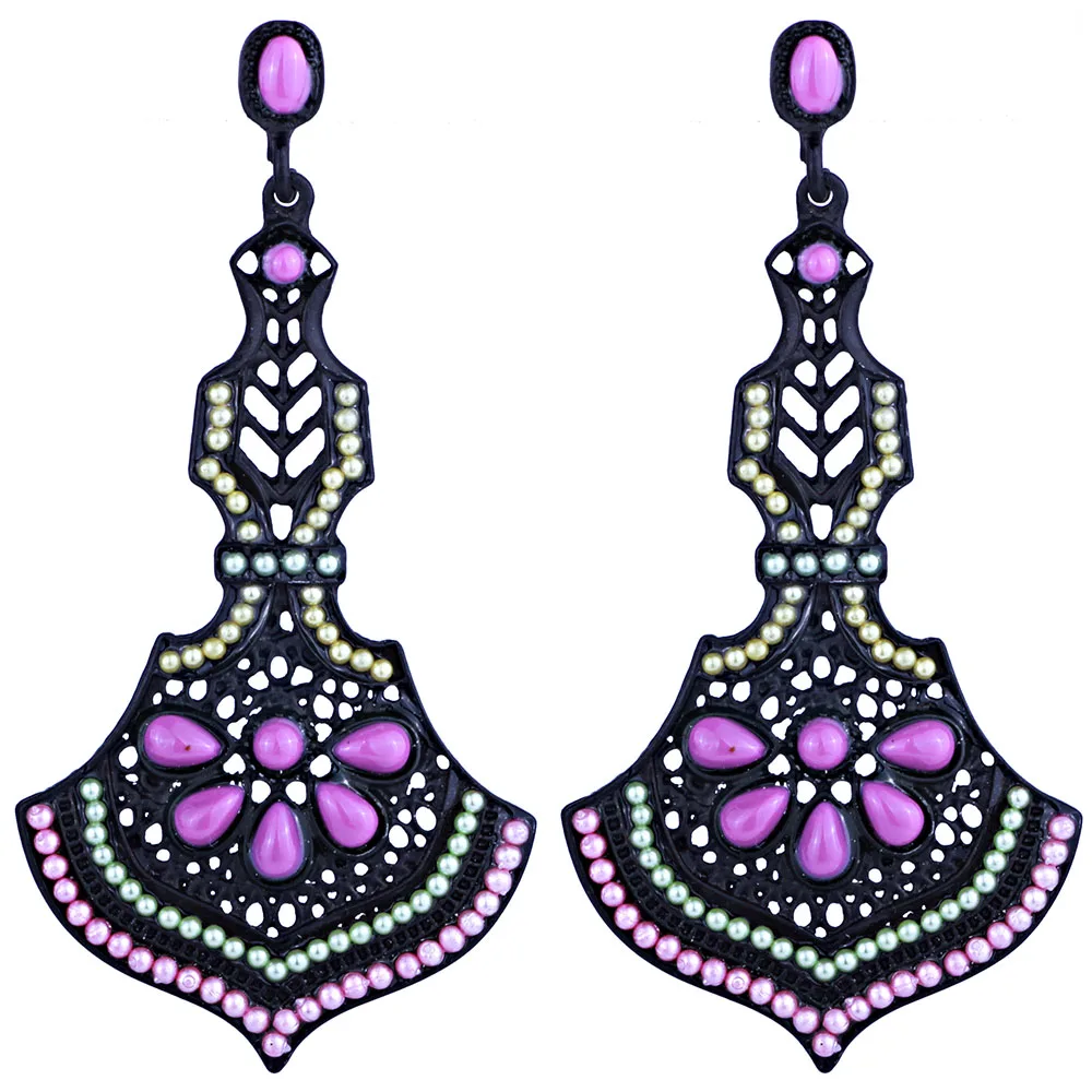 

FARLENA Jewelry Hand Made Resin Beads Fun Shape Drop Earrings Vintage Bohemia Earrings for Women Gift Long