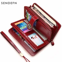 Женский клатч SENDEFN, удлинённое кожаное портмоне с ремешком, кошелёк на молнии, вмещает iPhone 7, 5162-71