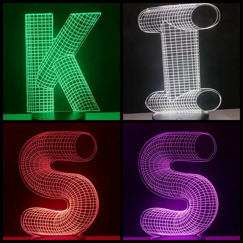  New Multicolor 3D Alphabet Letter LED Night light Colorful Desk Atmosphere Baby Sleep Lamp Kids Fam